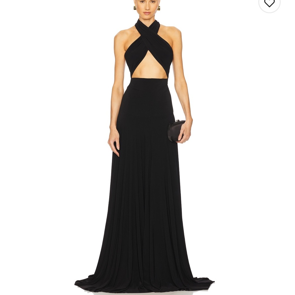 Norma Kamali Black Backless Halter Dress